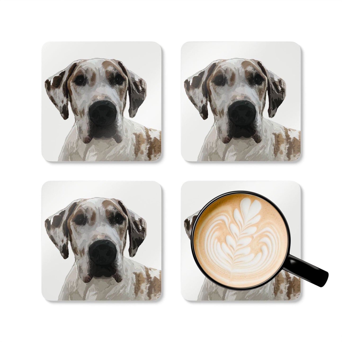 Great Dane Cork Coaster Set - Rustic Pet Decor for Coffee and Drinks - Blue Cava