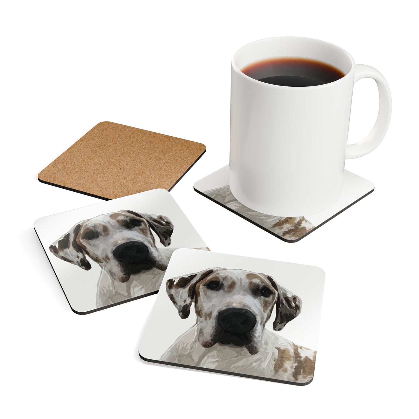 Great Dane Cork Coaster Set - Rustic Pet Decor for Coffee and Drinks - Blue Cava