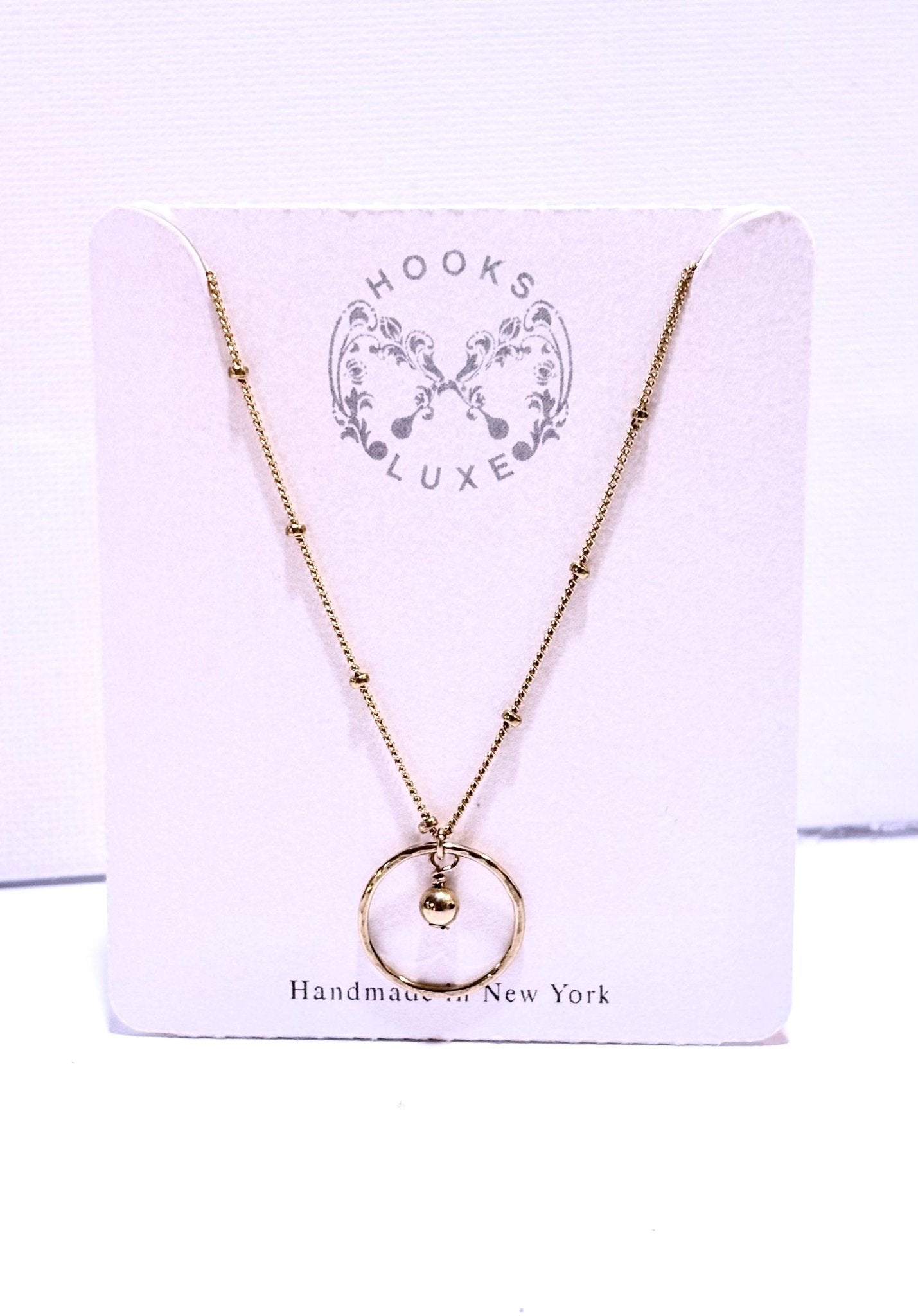 Hammered Circle Charm Necklace - Hooks and Luxe - Blue Cava