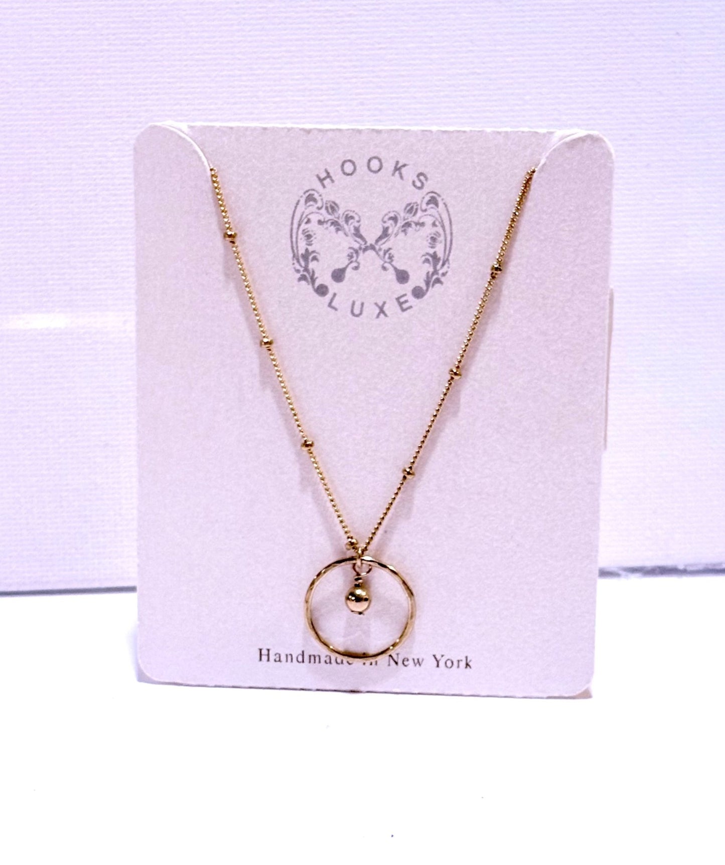 Hammered Circle Charm Necklace - Hooks and Luxe - Blue Cava