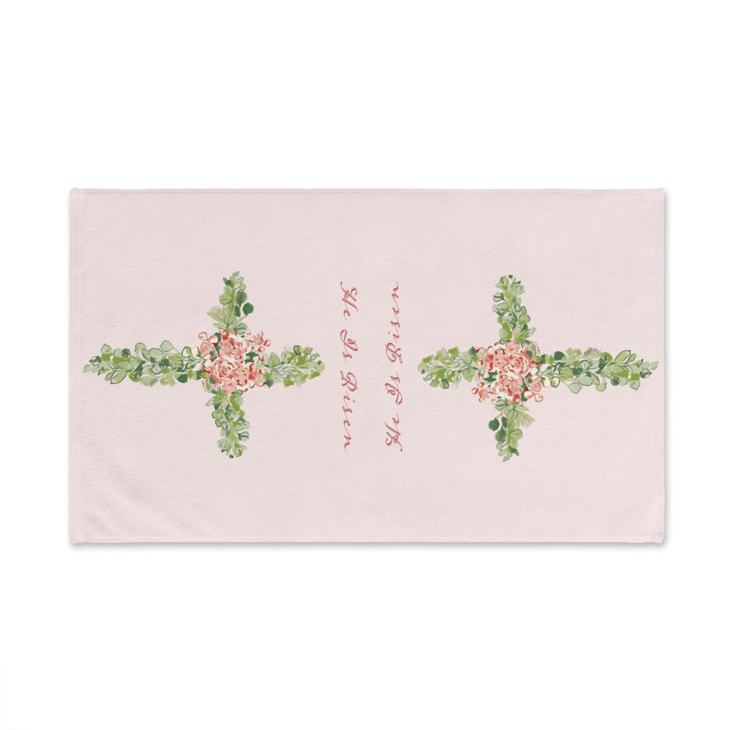 He Is Risen Floral Cross Hand Towel - Blue Cava