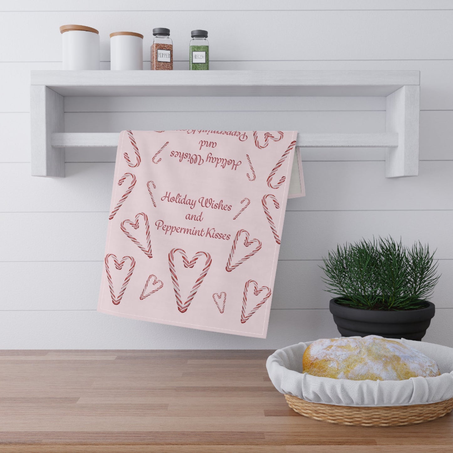 Holiday Wishes and Candy Cane Kisses Tea Towels - Blue Cava