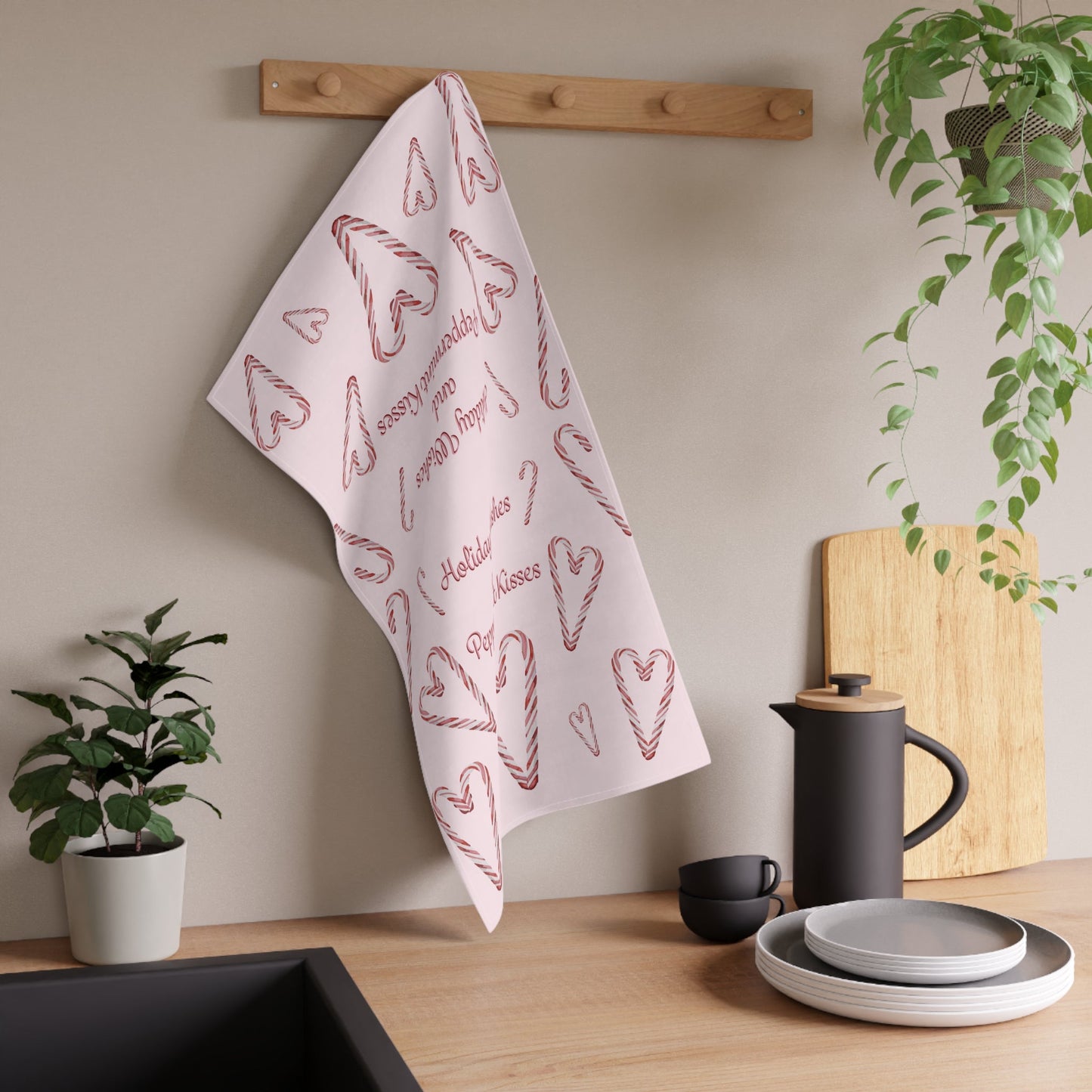 Holiday Wishes and Candy Cane Kisses Tea Towels - Blue Cava