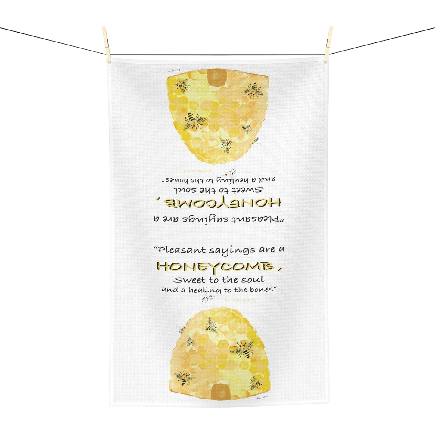Honeycomb Bee Microfiber Waffle Towel - Blue Cava