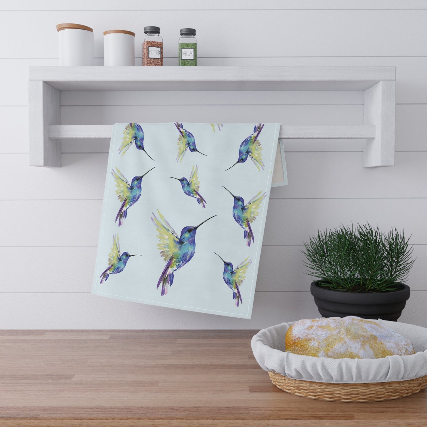 Hummingbird Kitchen Tea Towels - Blue Cava