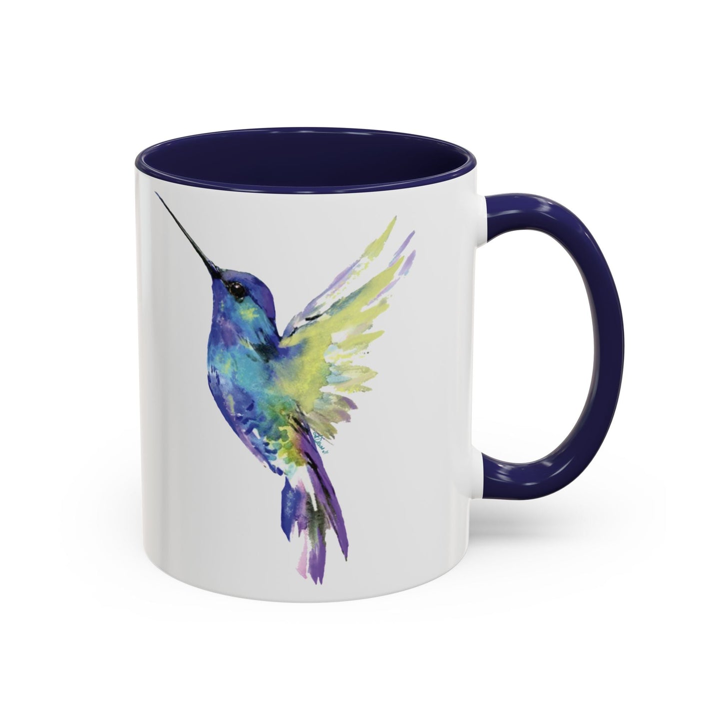 Hummingbird Two Tone Ceramic Mug - 11oz & 15oz - Blue Cava