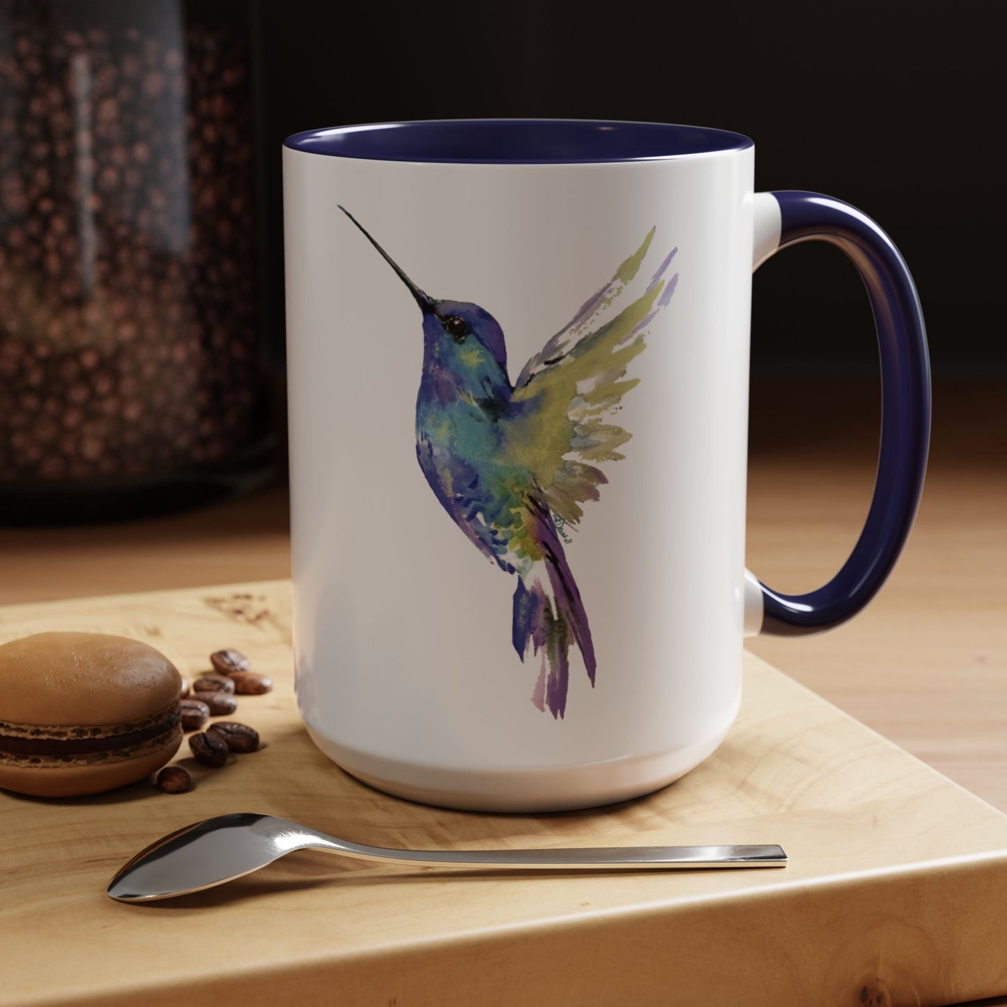 Hummingbird Two Tone Ceramic Mug - 11oz & 15oz - Blue Cava