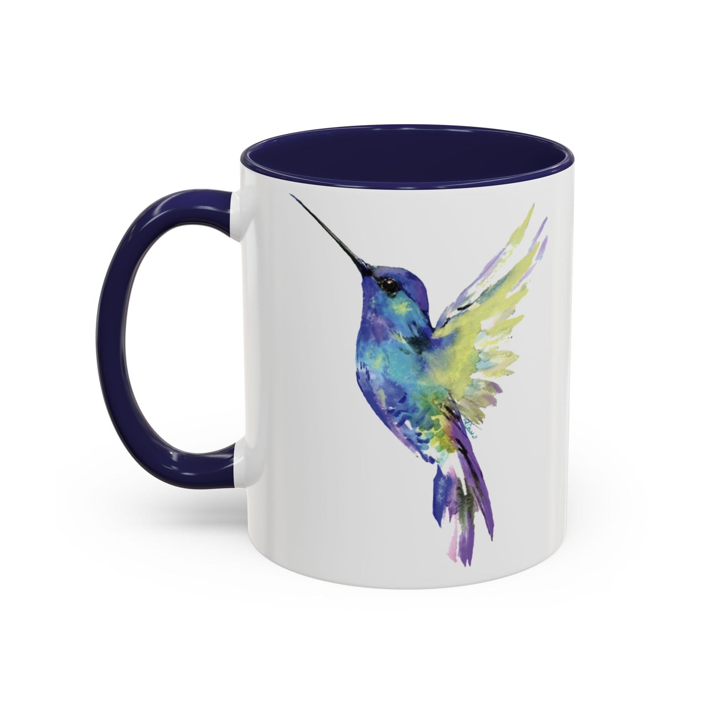 Hummingbird Two Tone Ceramic Mug - 11oz & 15oz - Blue Cava
