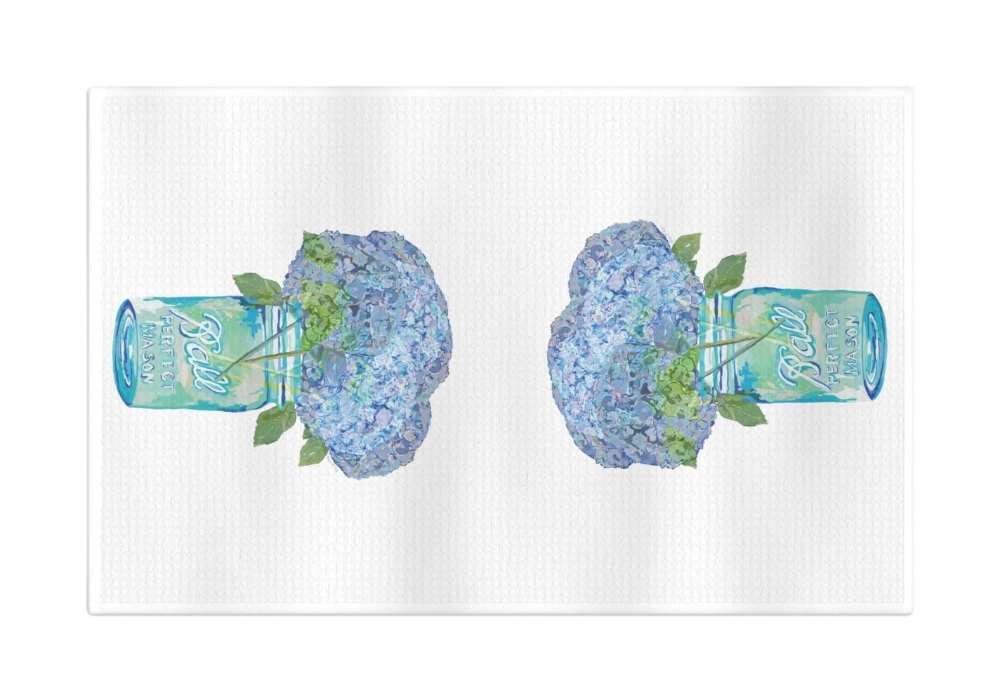 Hydrangea Mason Jar Microfiber Waffle Towel - Blue Cava
