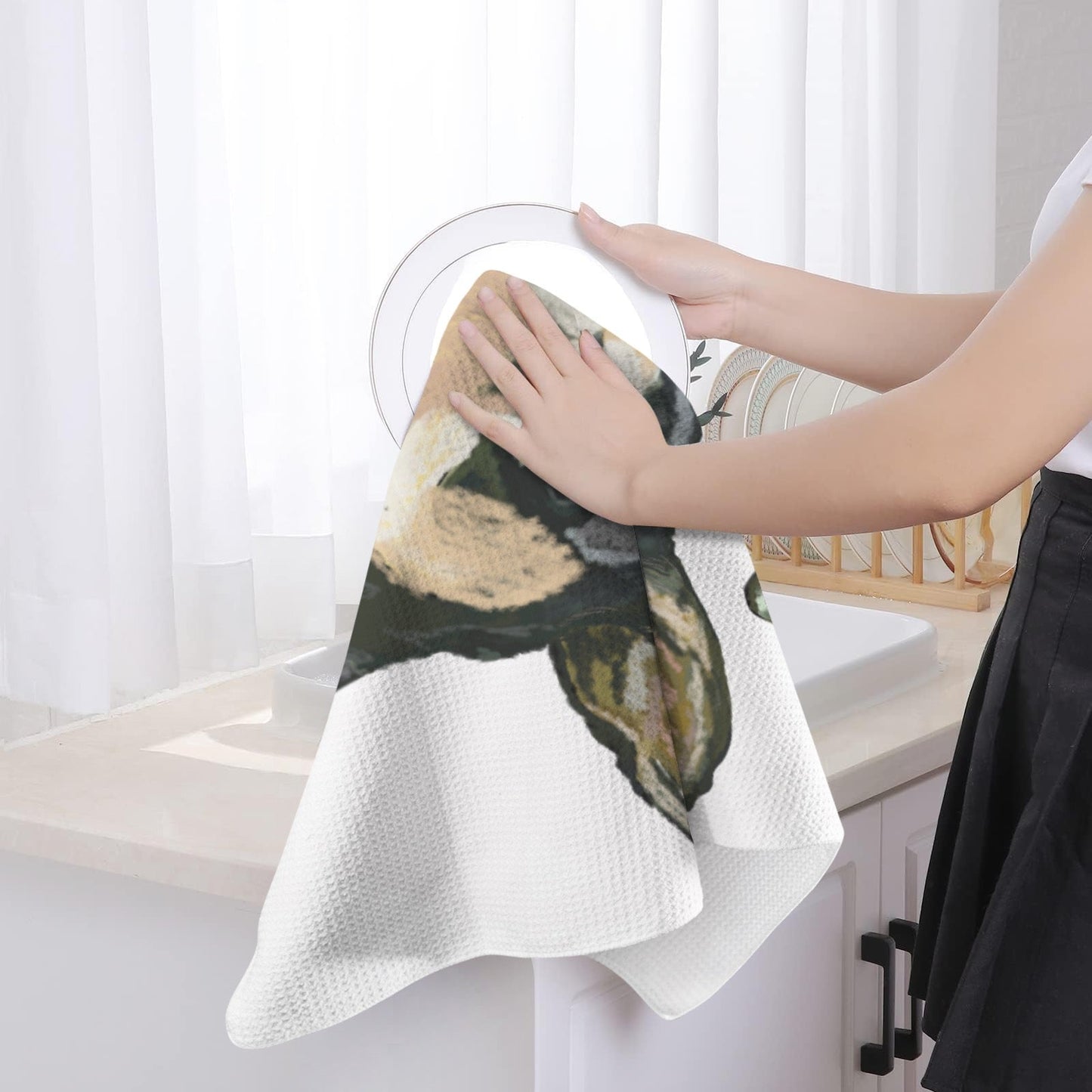 Kitchen Hand Towel 40X60cm (One Side)(1pc) Made in USA - Blue Cava
