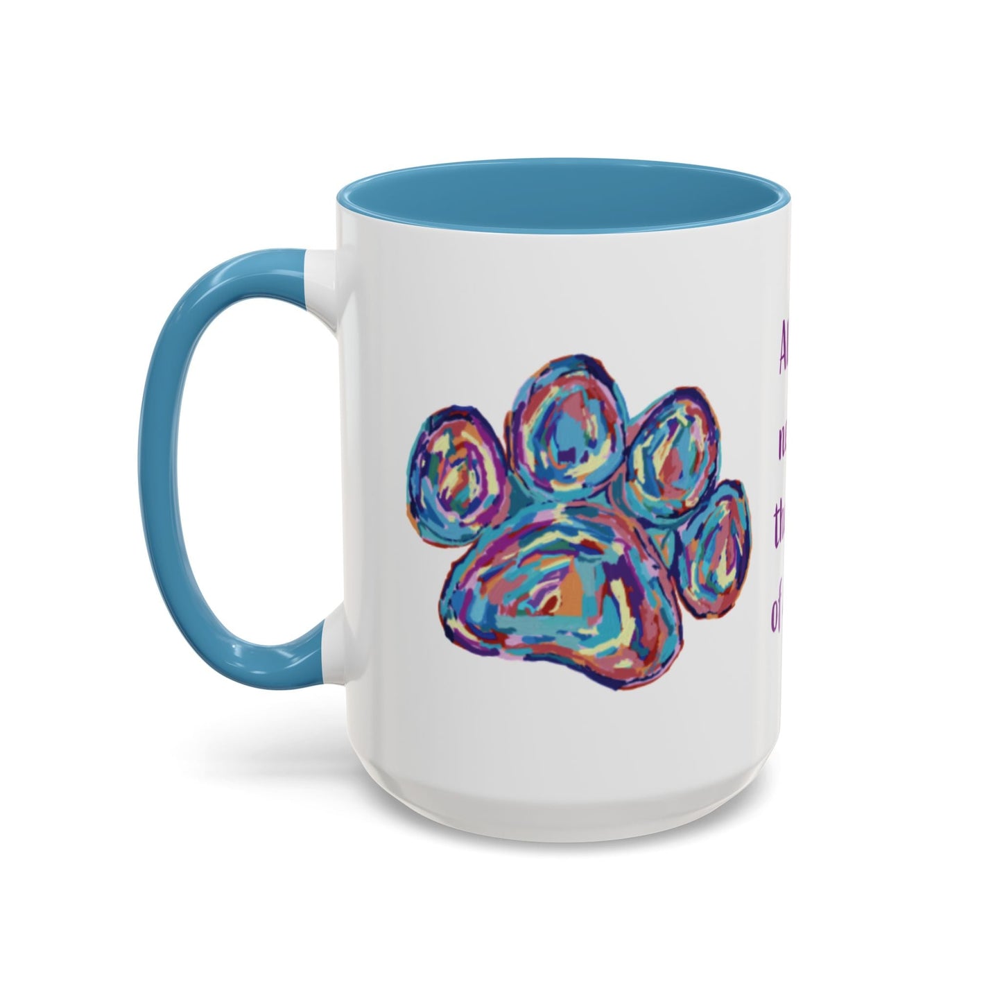 Love Of A Dog Paw Two Tone Coffee Mug (11oz & 15oz) - Blue Cava
