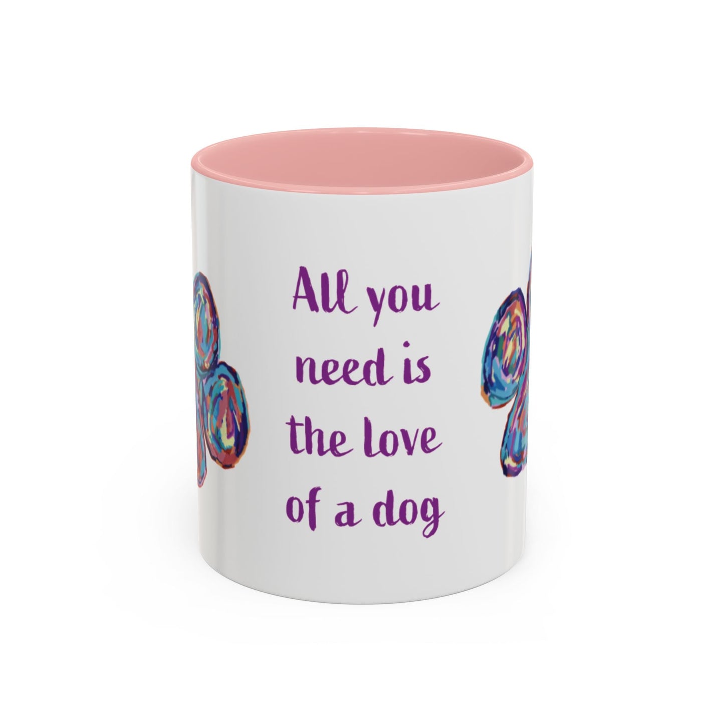 Love Of A Dog Paw Two Tone Coffee Mug (11oz & 15oz) - Blue Cava