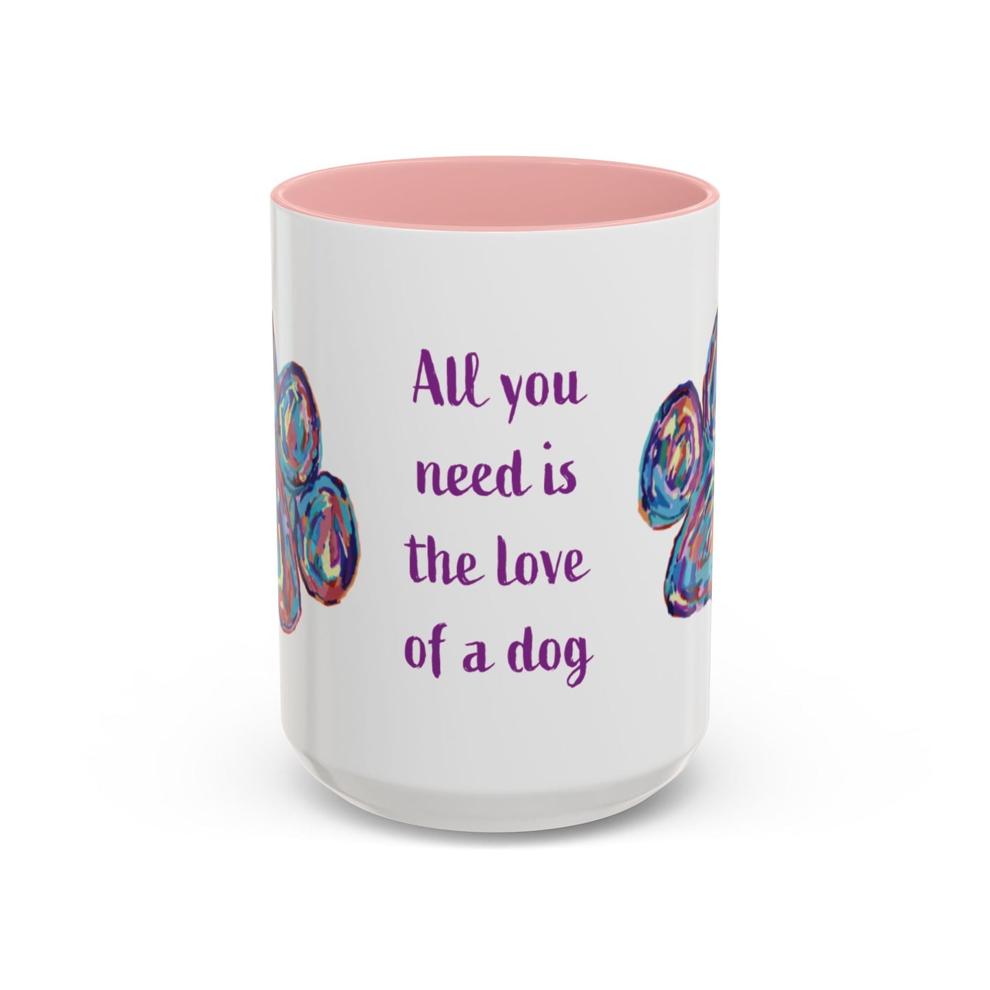 Love Of A Dog Paw Two Tone Coffee Mug (11oz & 15oz) - Blue Cava