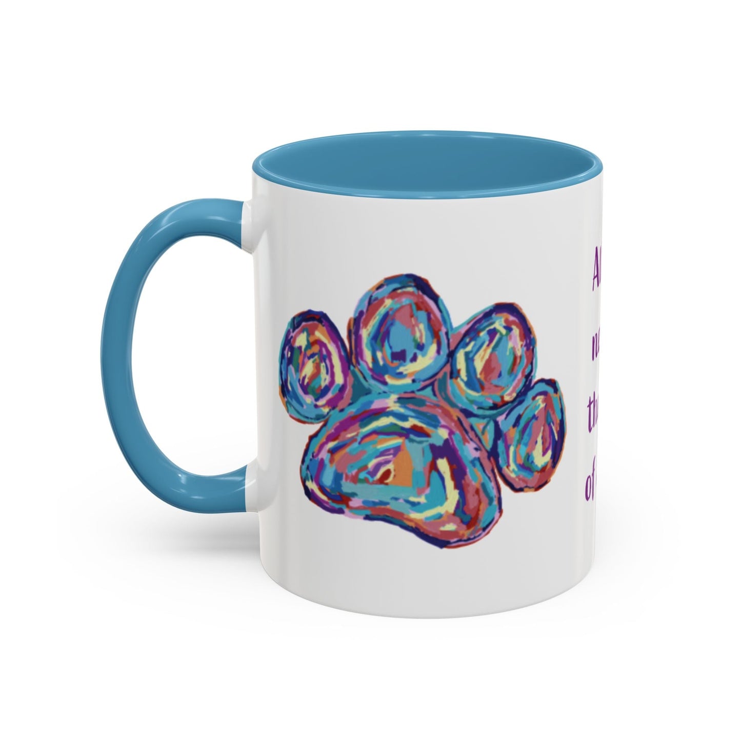Love Of A Dog Paw Two Tone Coffee Mug (11oz & 15oz) - Blue Cava