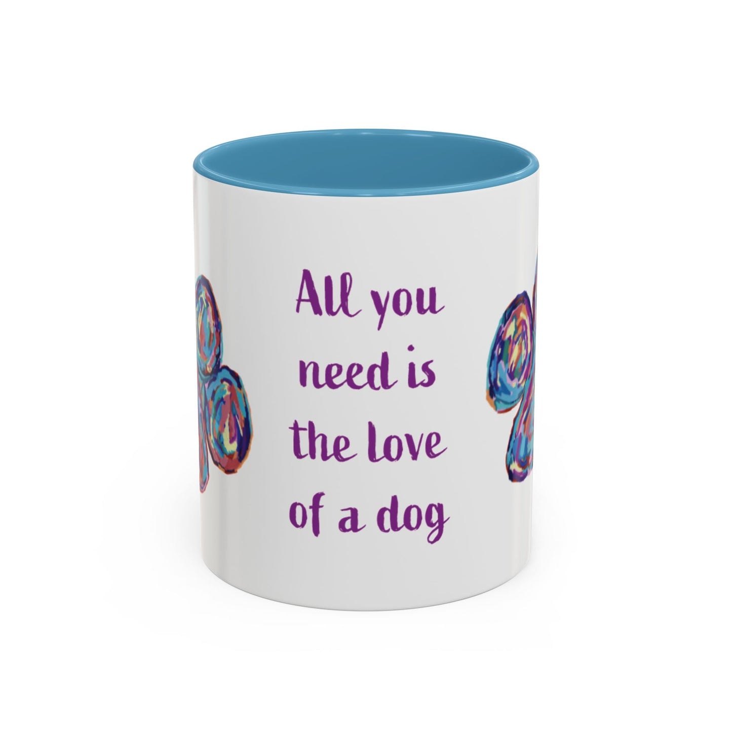 Love Of A Dog Paw Two Tone Coffee Mug (11oz & 15oz) - Blue Cava