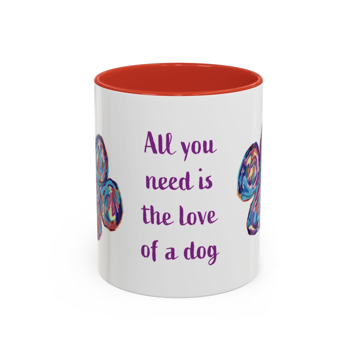 Love Of A Dog Paw Two Tone Coffee Mug (11oz & 15oz) - Blue Cava