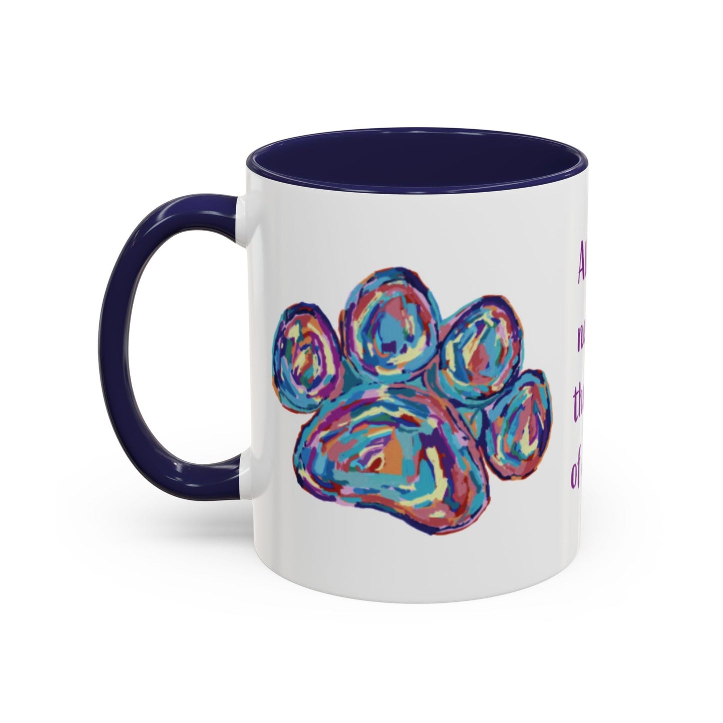 Love Of A Dog Paw Two Tone Coffee Mug (11oz & 15oz) - Blue Cava