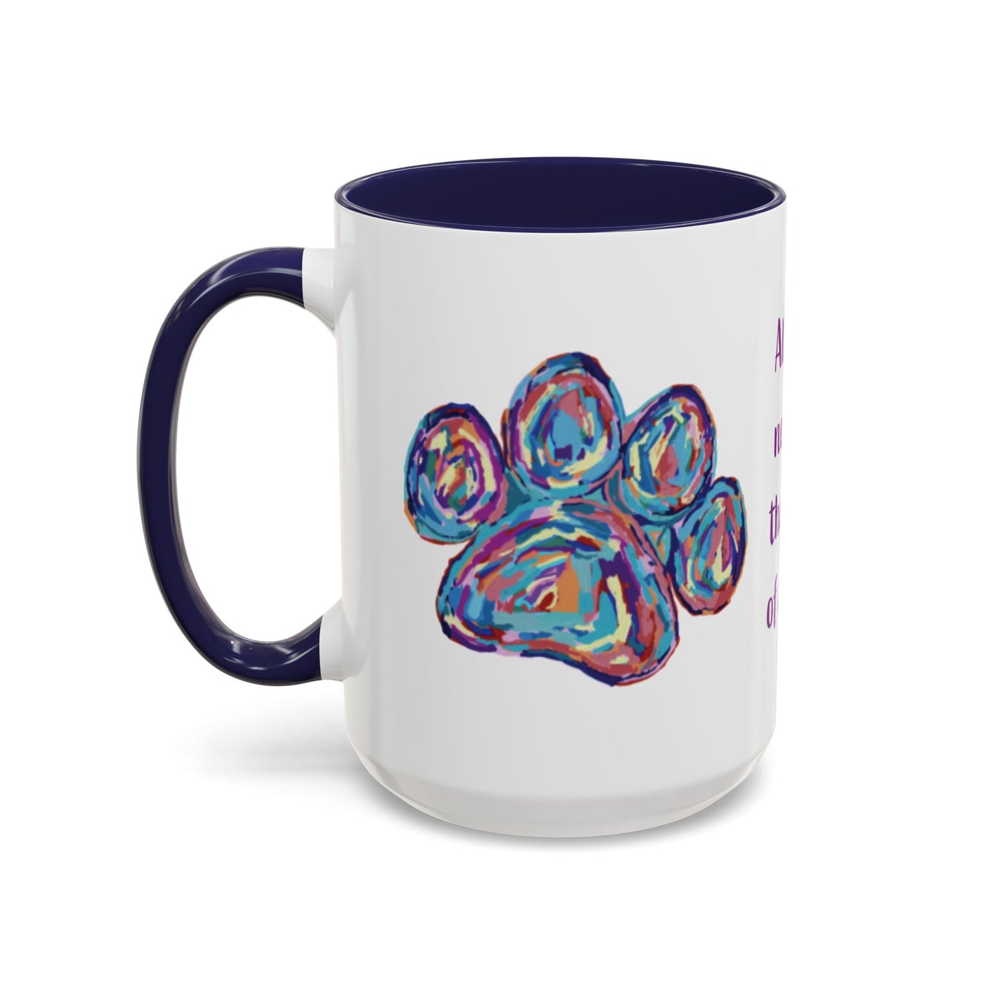 Love Of A Dog Paw Two Tone Coffee Mug (11oz & 15oz) - Blue Cava