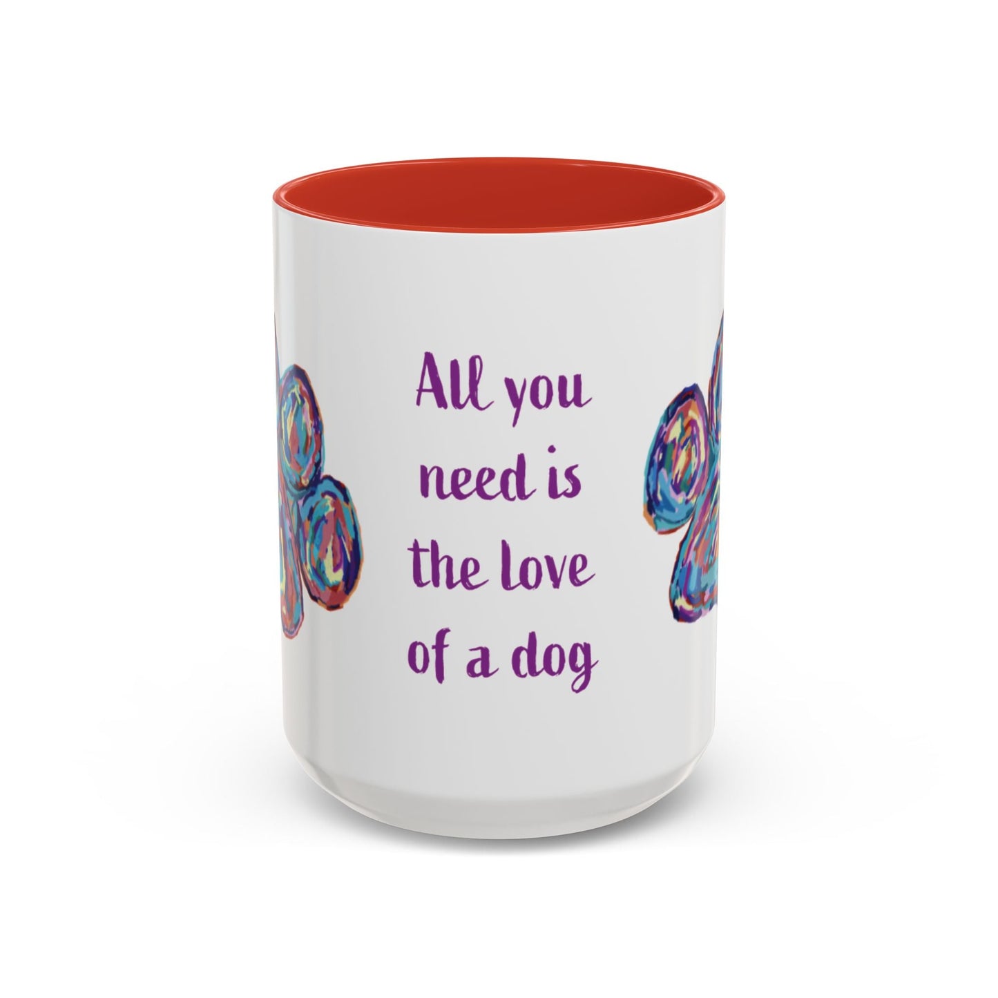 Love Of A Dog Paw Two Tone Coffee Mug (11oz & 15oz) - Blue Cava