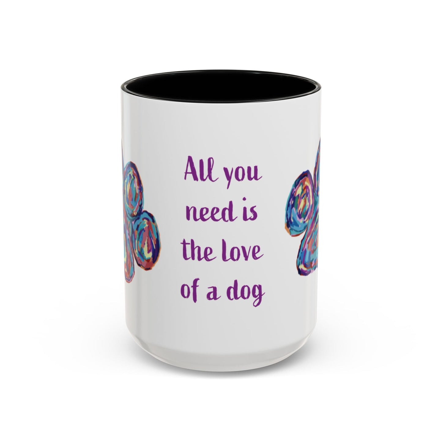 Love Of A Dog Paw Two Tone Coffee Mug (11oz & 15oz) - Blue Cava