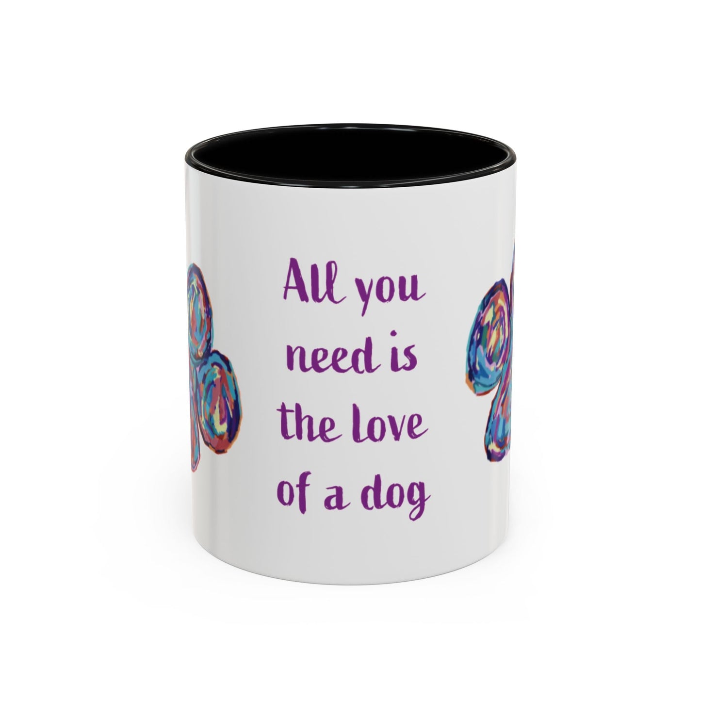 Love Of A Dog Paw Two Tone Coffee Mug (11oz & 15oz) - Blue Cava