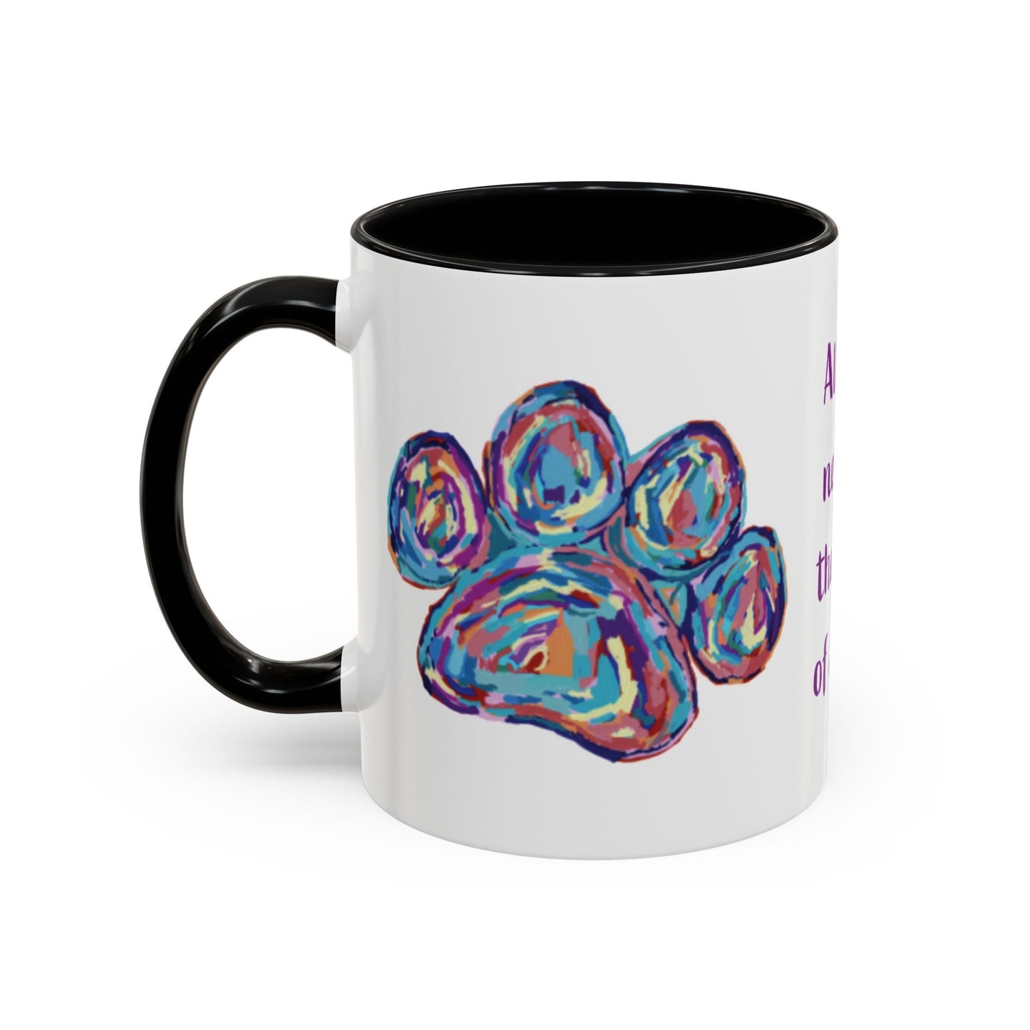 Love Of A Dog Paw Two Tone Coffee Mug (11oz & 15oz) - Blue Cava