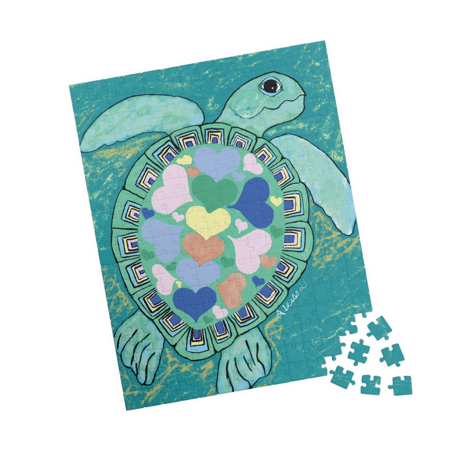 Love Sea Turtle Jigsaw Puzzles - Blue Cava