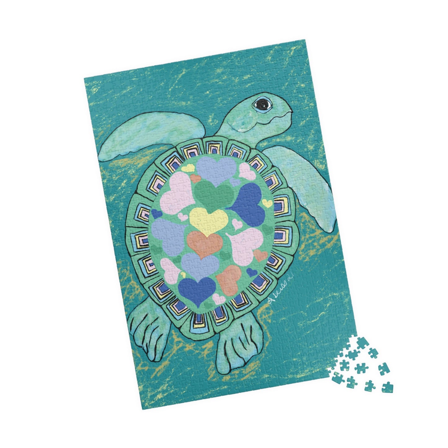 Love Sea Turtle Jigsaw Puzzles - Blue Cava