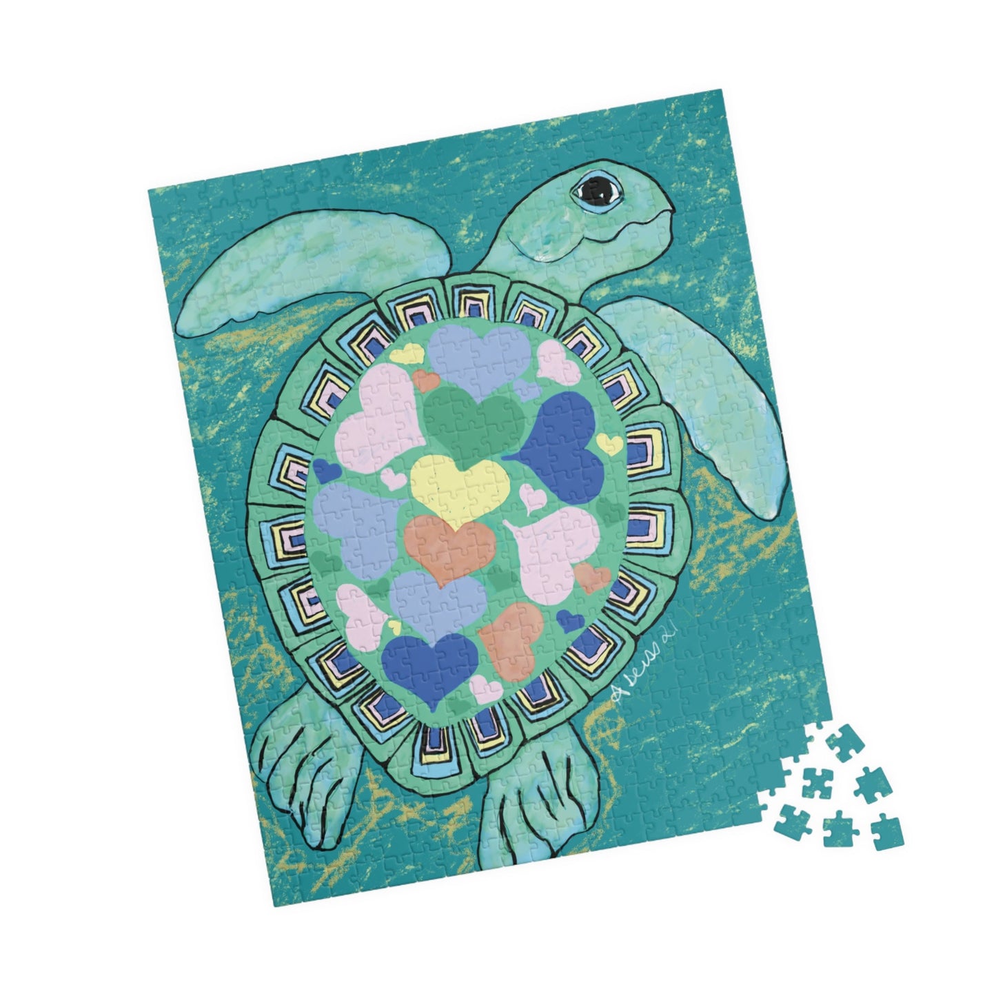 Love Sea Turtle Jigsaw Puzzles - Blue Cava