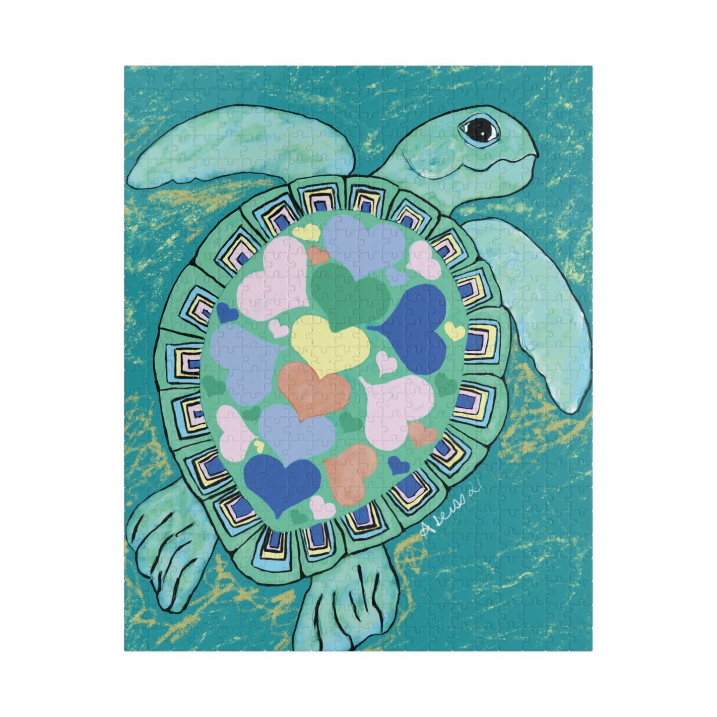 Love Sea Turtle Jigsaw Puzzles - Blue Cava