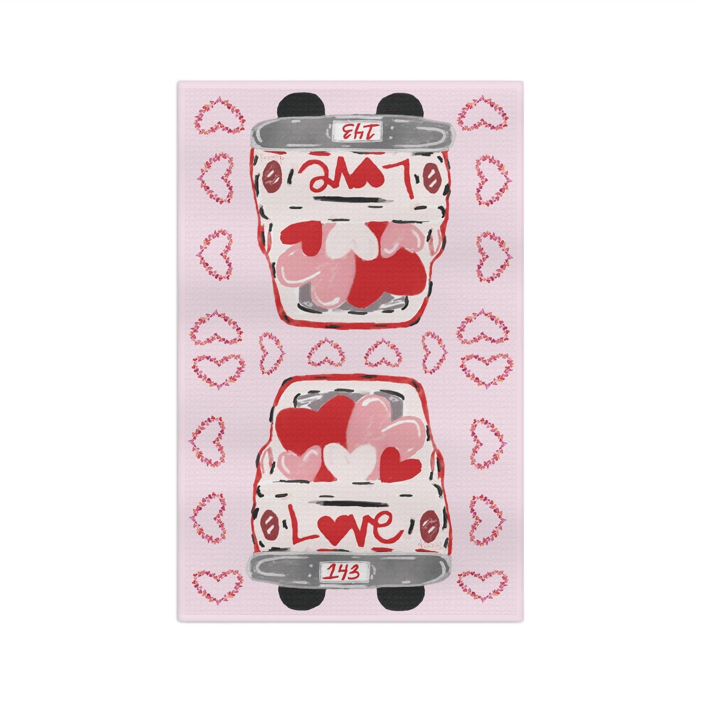 Love Truck Microfiber Waffle Towel - Blue Cava