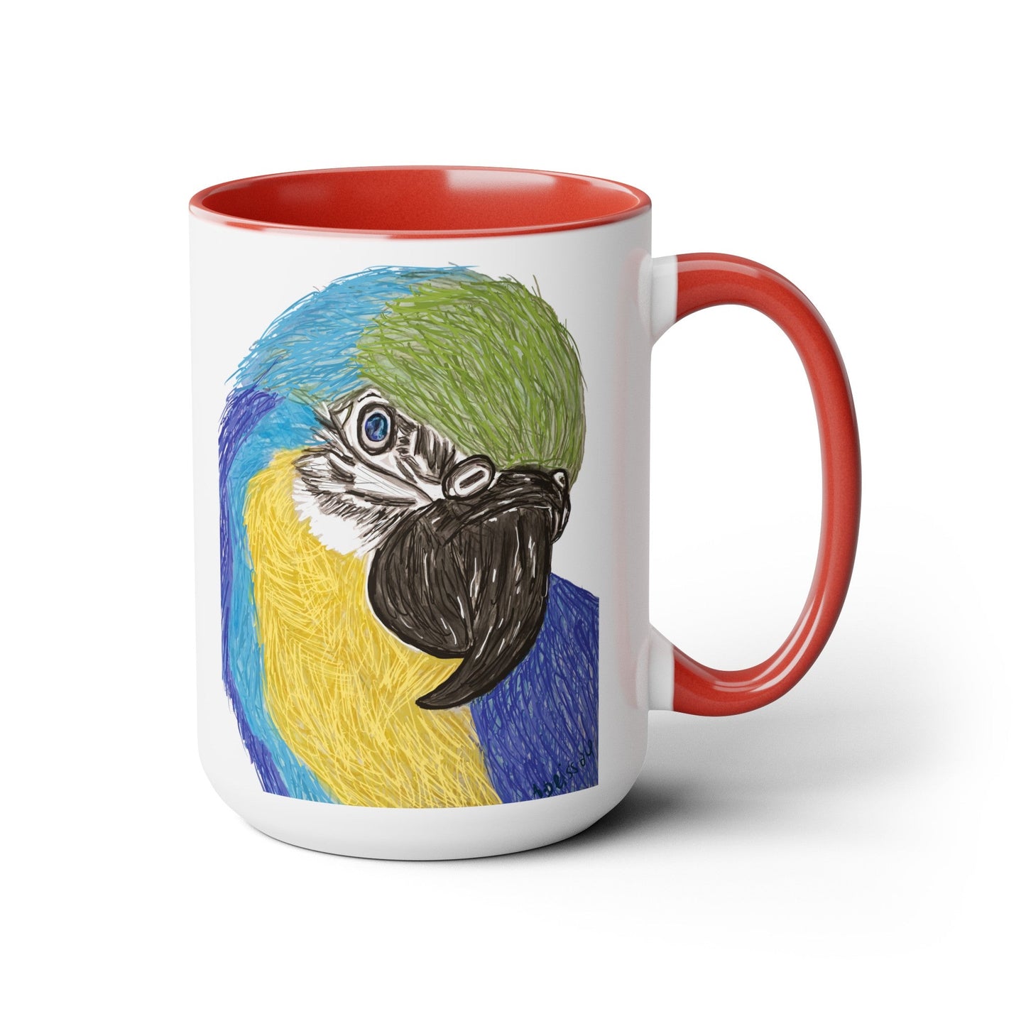 Macaw Two-Tone Coffee Mugs, 15oz - Blue Cava