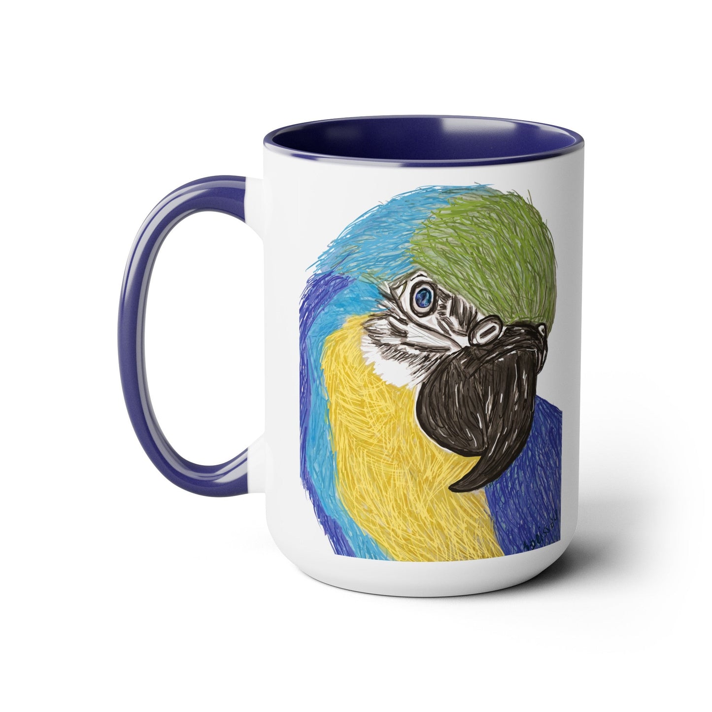 Macaw Two-Tone Coffee Mugs, 15oz - Blue Cava