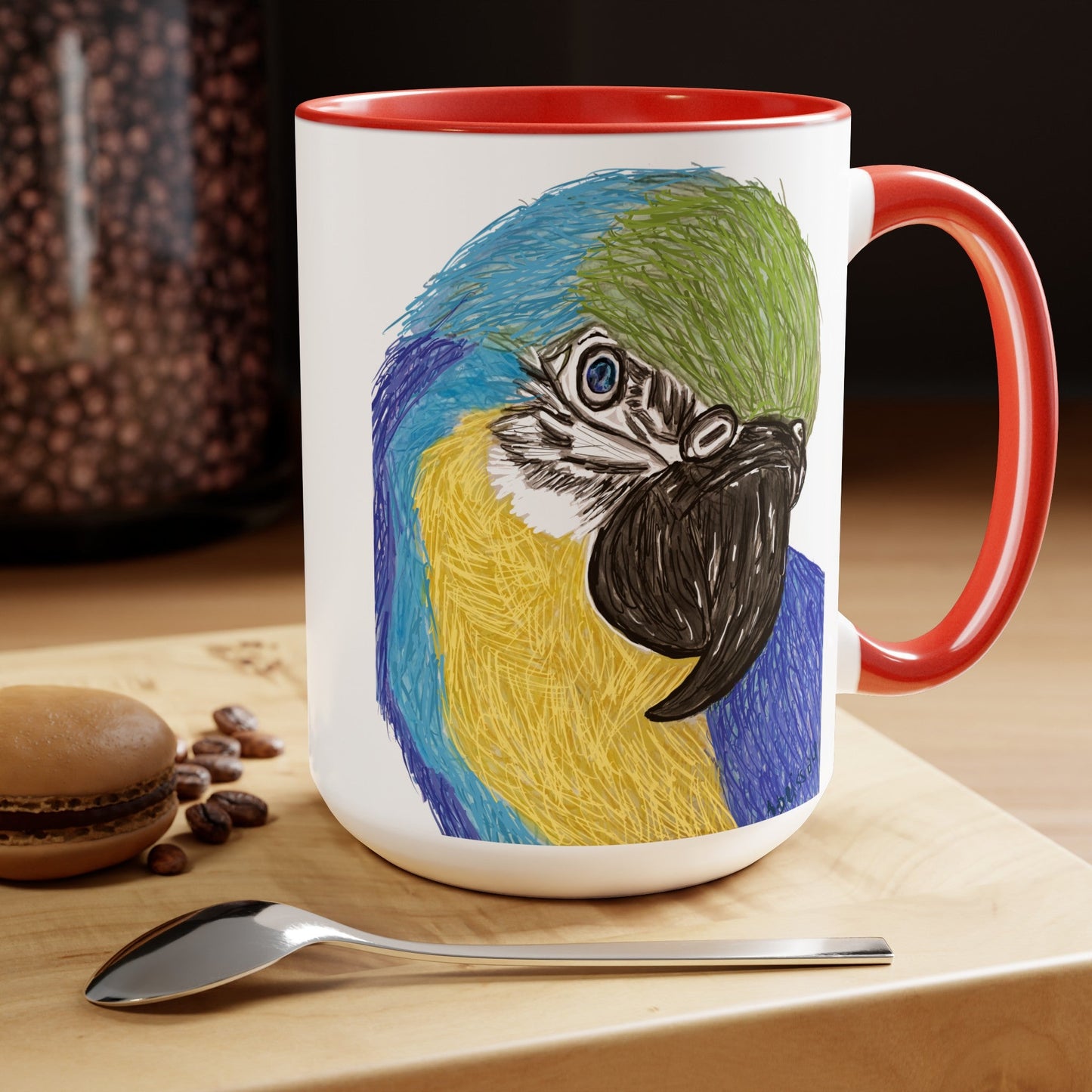 Macaw Two-Tone Coffee Mugs, 15oz - Blue Cava