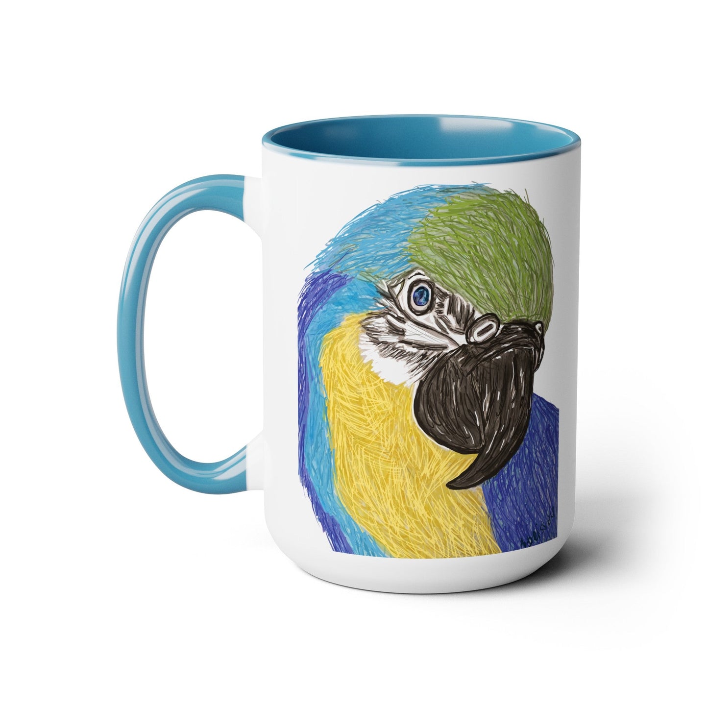 Macaw Two-Tone Coffee Mugs, 15oz - Blue Cava