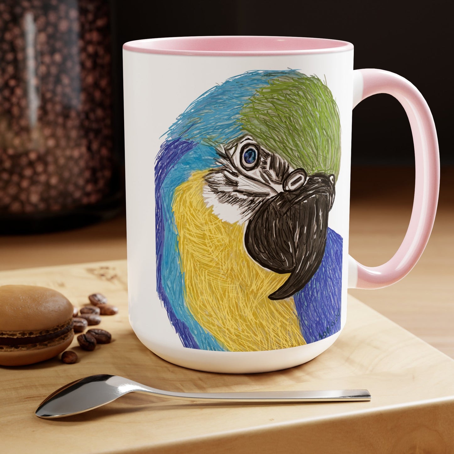 Macaw Two-Tone Coffee Mugs, 15oz - Blue Cava
