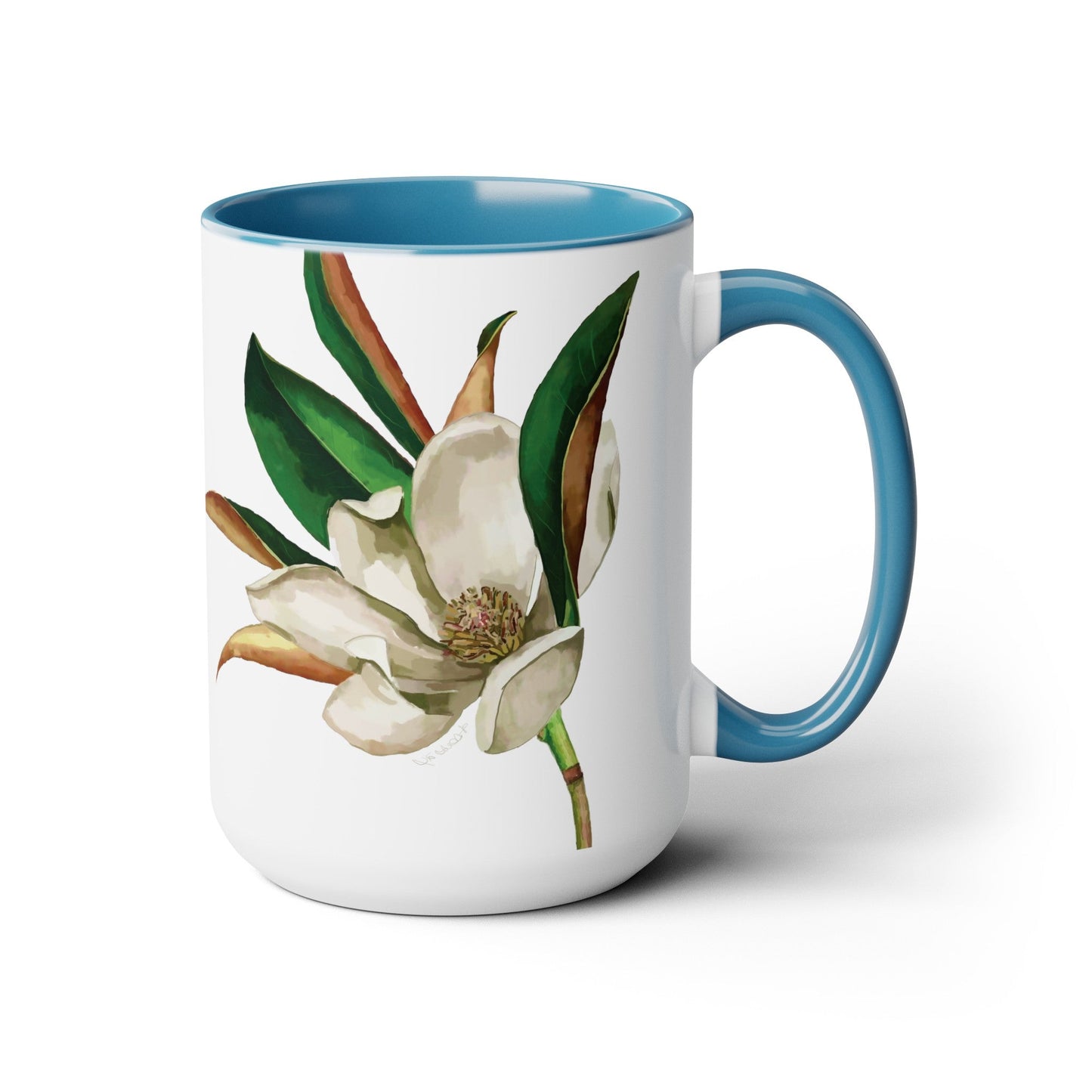 Magnolia Two-Tone Coffee Mugs, 15oz - Blue Cava