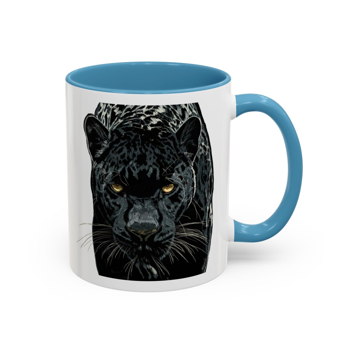 Majestic Black Panther Two Tone Coffee Mug - 11 oz & 15 oz - Blue Cava