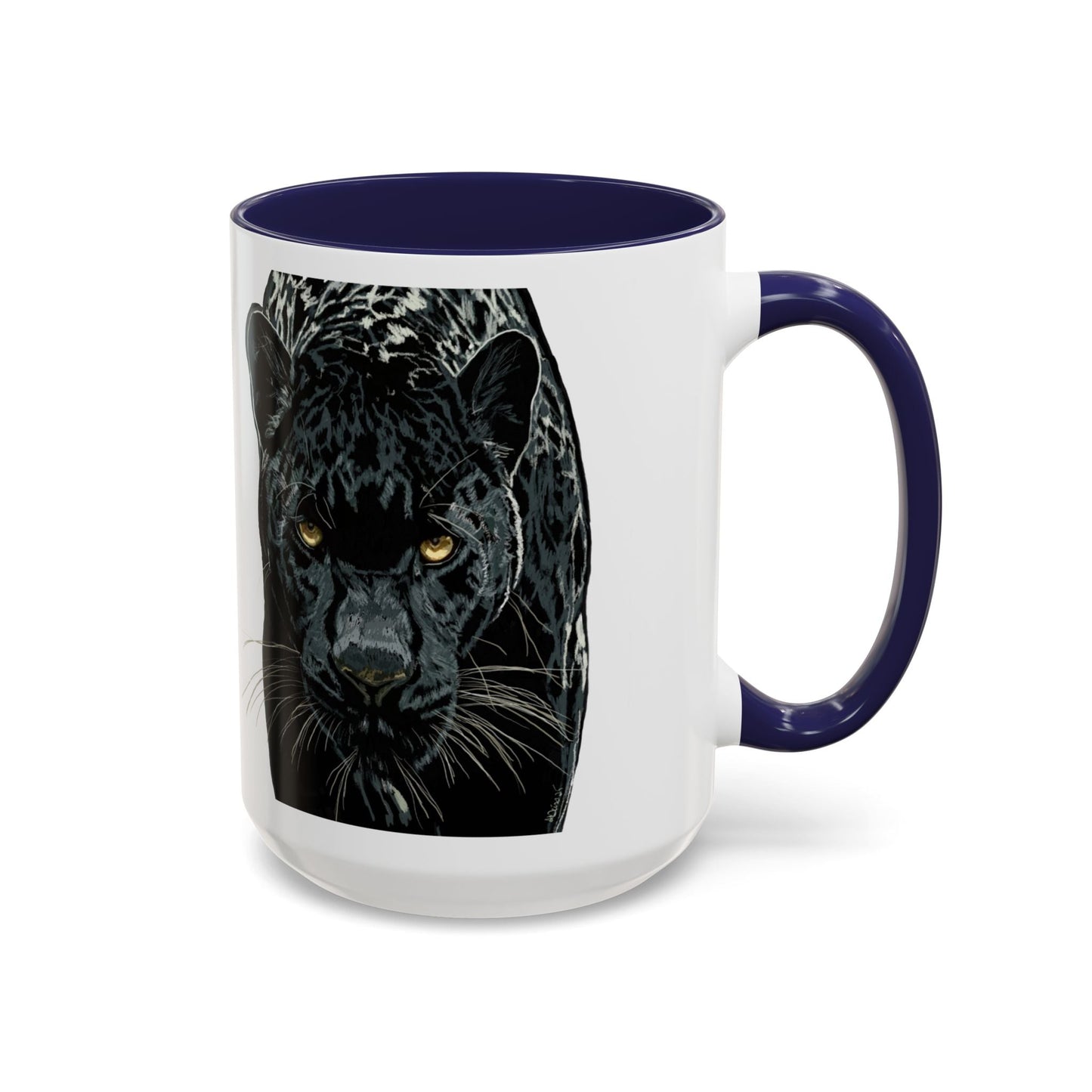 Majestic Black Panther Two Tone Coffee Mug - 11 oz & 15 oz - Blue Cava