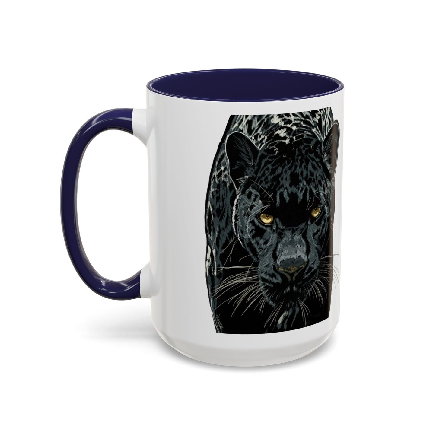 Majestic Black Panther Two Tone Coffee Mug - 11 oz & 15 oz - Blue Cava