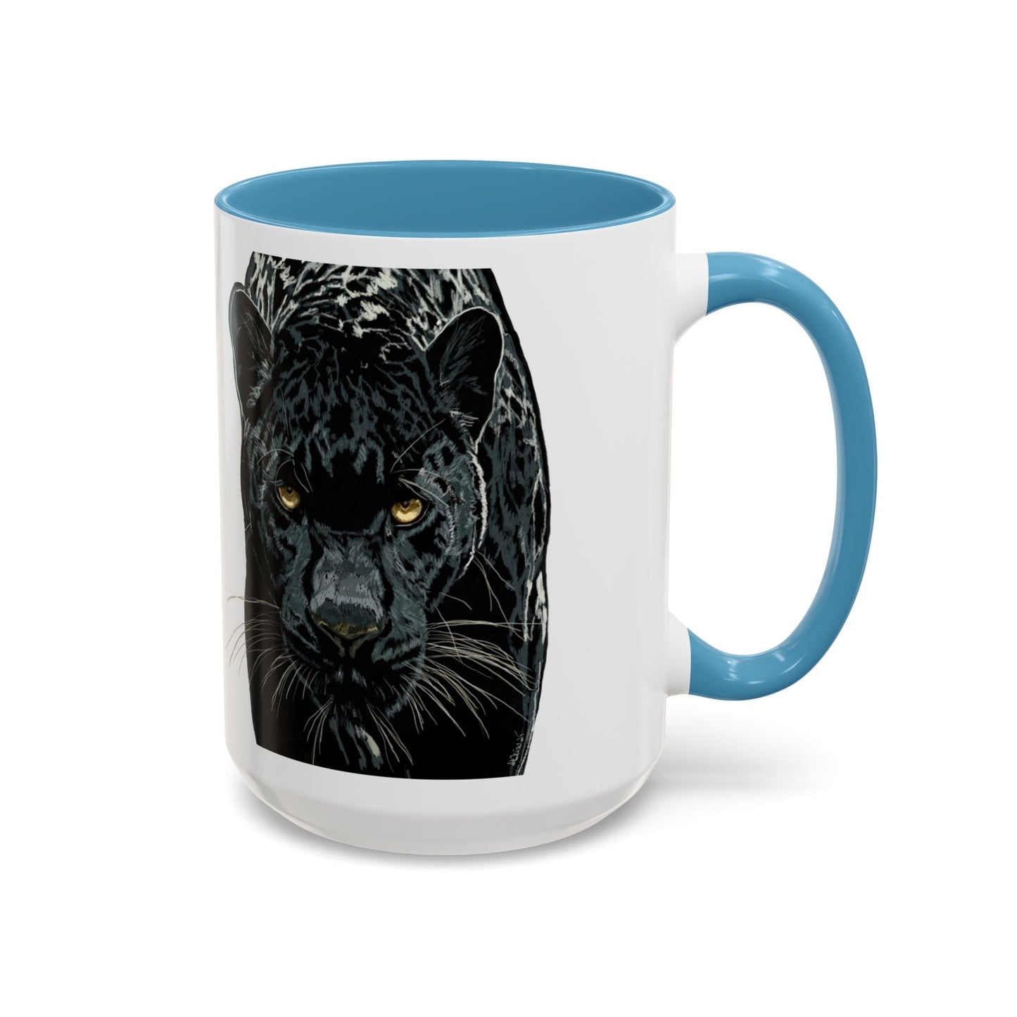 Majestic Black Panther Two Tone Coffee Mug - 11 oz & 15 oz - Blue Cava