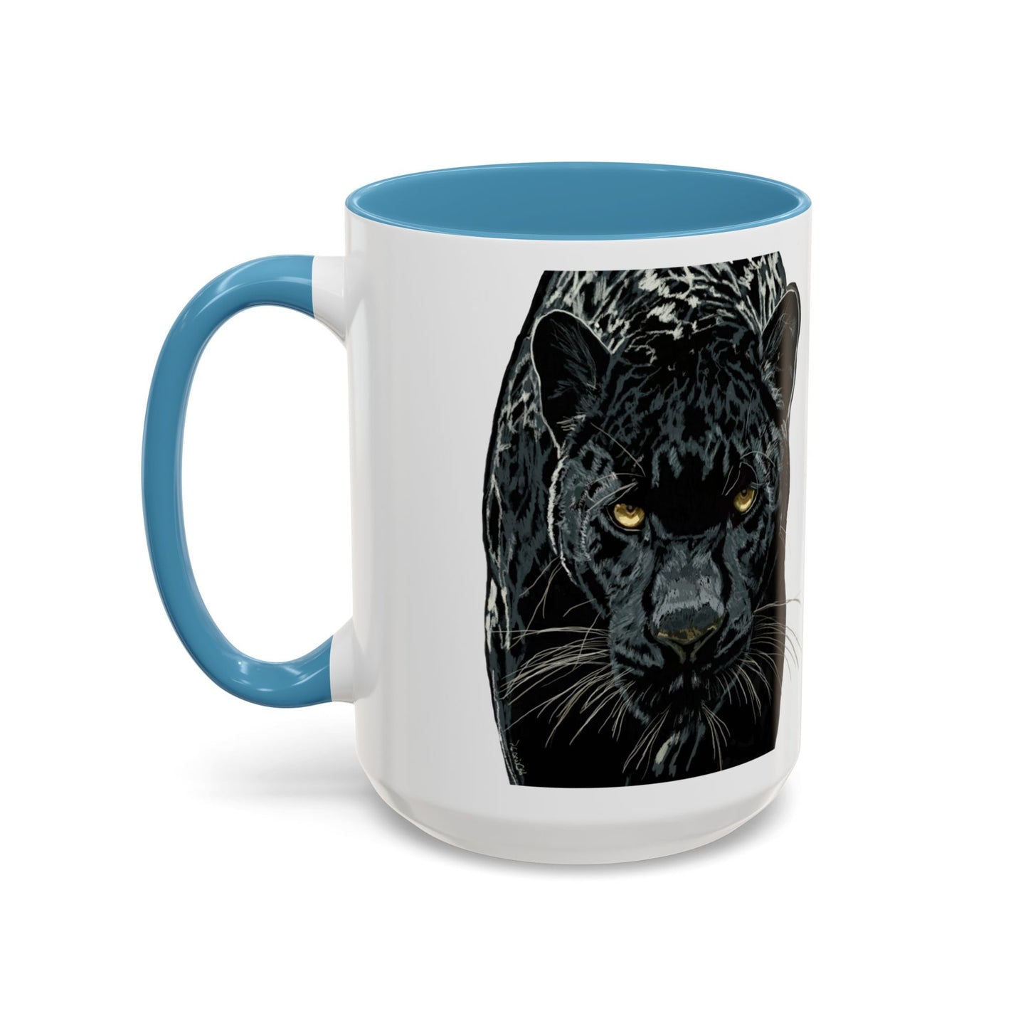 Majestic Black Panther Two Tone Coffee Mug - 11 oz & 15 oz - Blue Cava