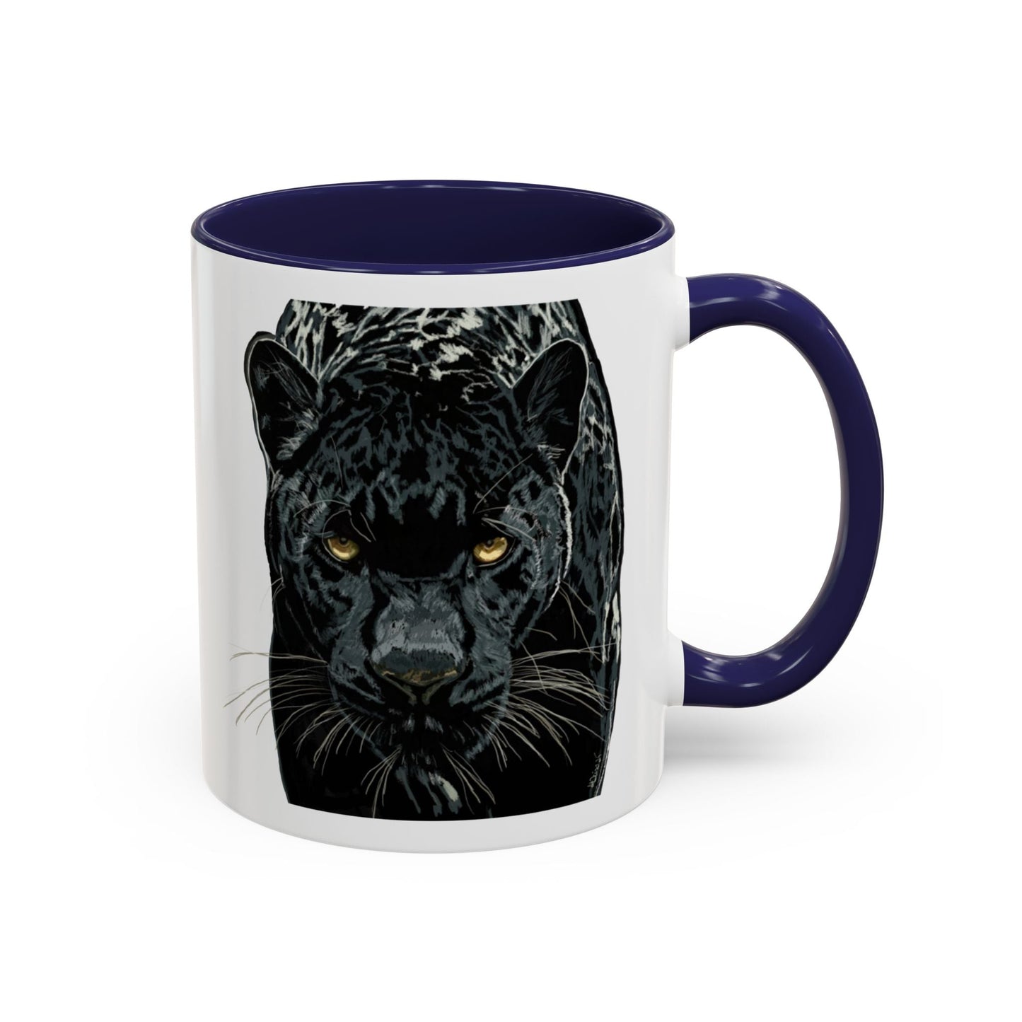 Majestic Black Panther Two Tone Coffee Mug - 11 oz & 15 oz - Blue Cava