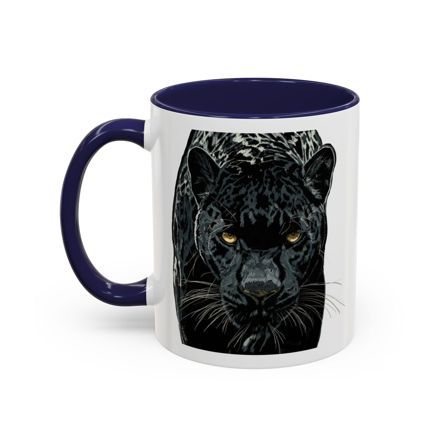 Majestic Black Panther Two Tone Coffee Mug - 11 oz & 15 oz - Blue Cava