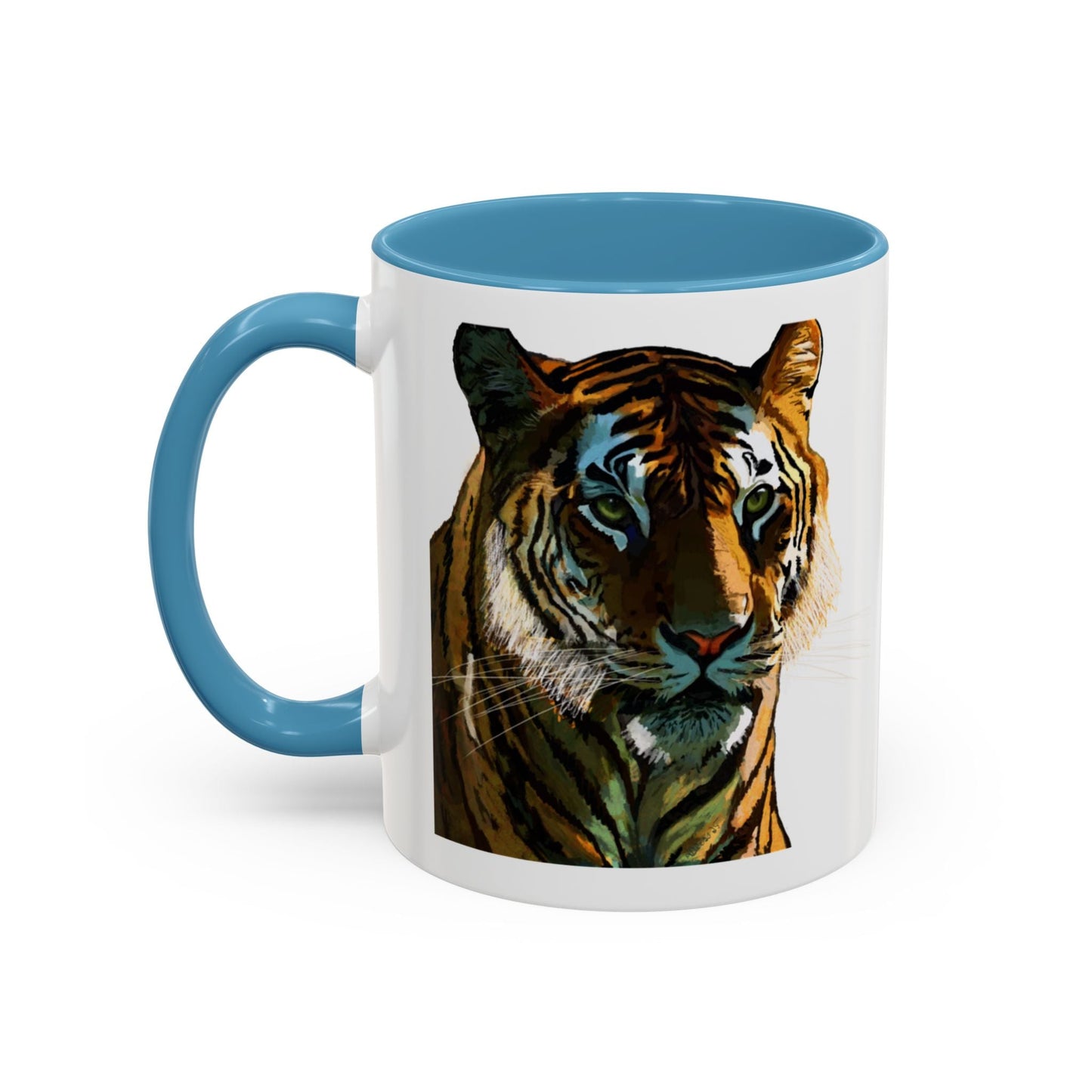 Majestic Tiger Two Tone Ceramic Coffee Mug - 11 oz & 15 oz - Blue Cava