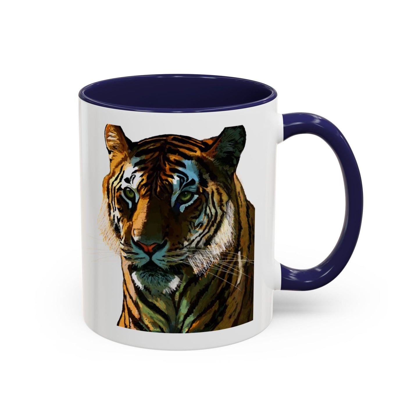 Majestic Tiger Two Tone Ceramic Coffee Mug - 11 oz & 15 oz - Blue Cava