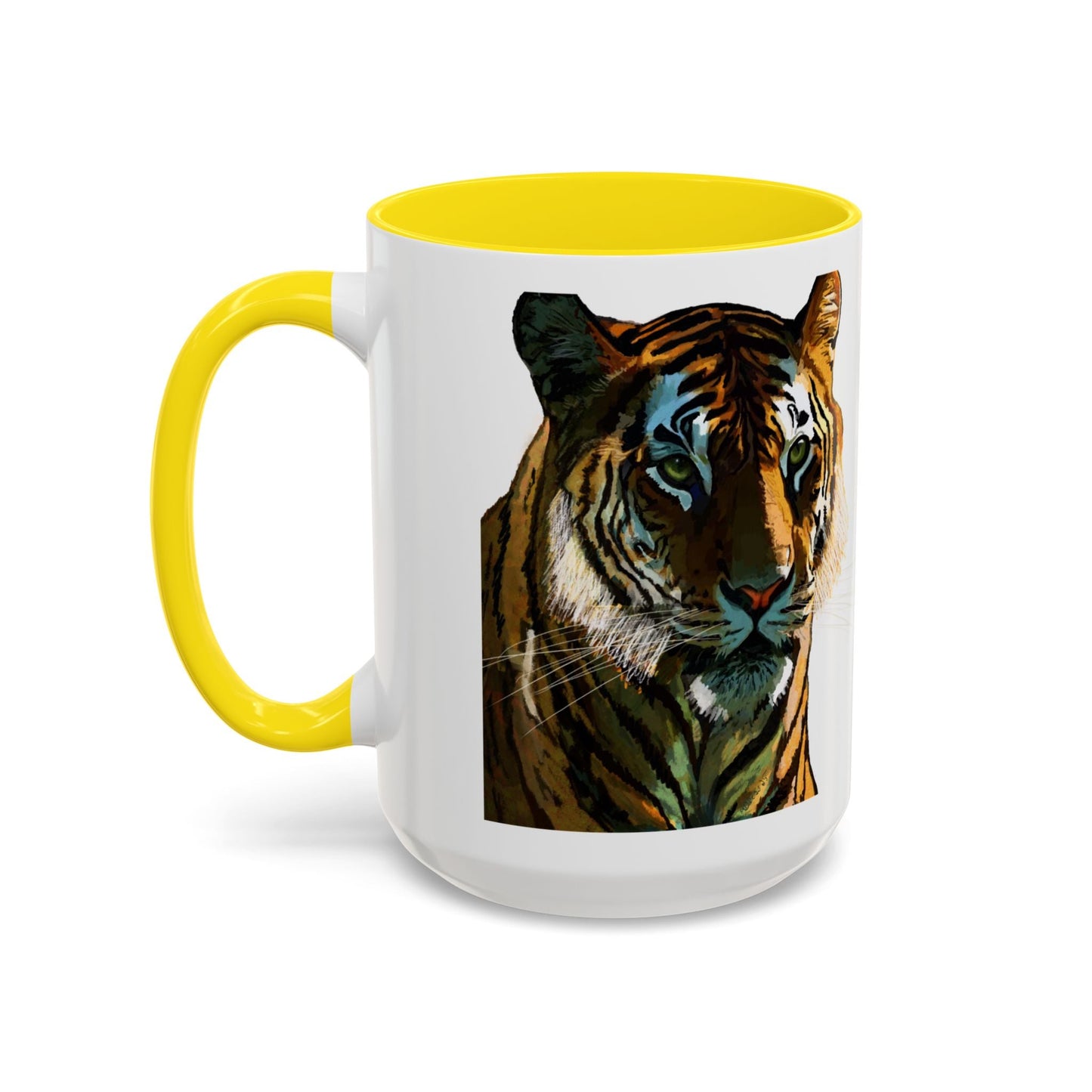 Majestic Tiger Two Tone Ceramic Coffee Mug - 11 oz & 15 oz - Blue Cava