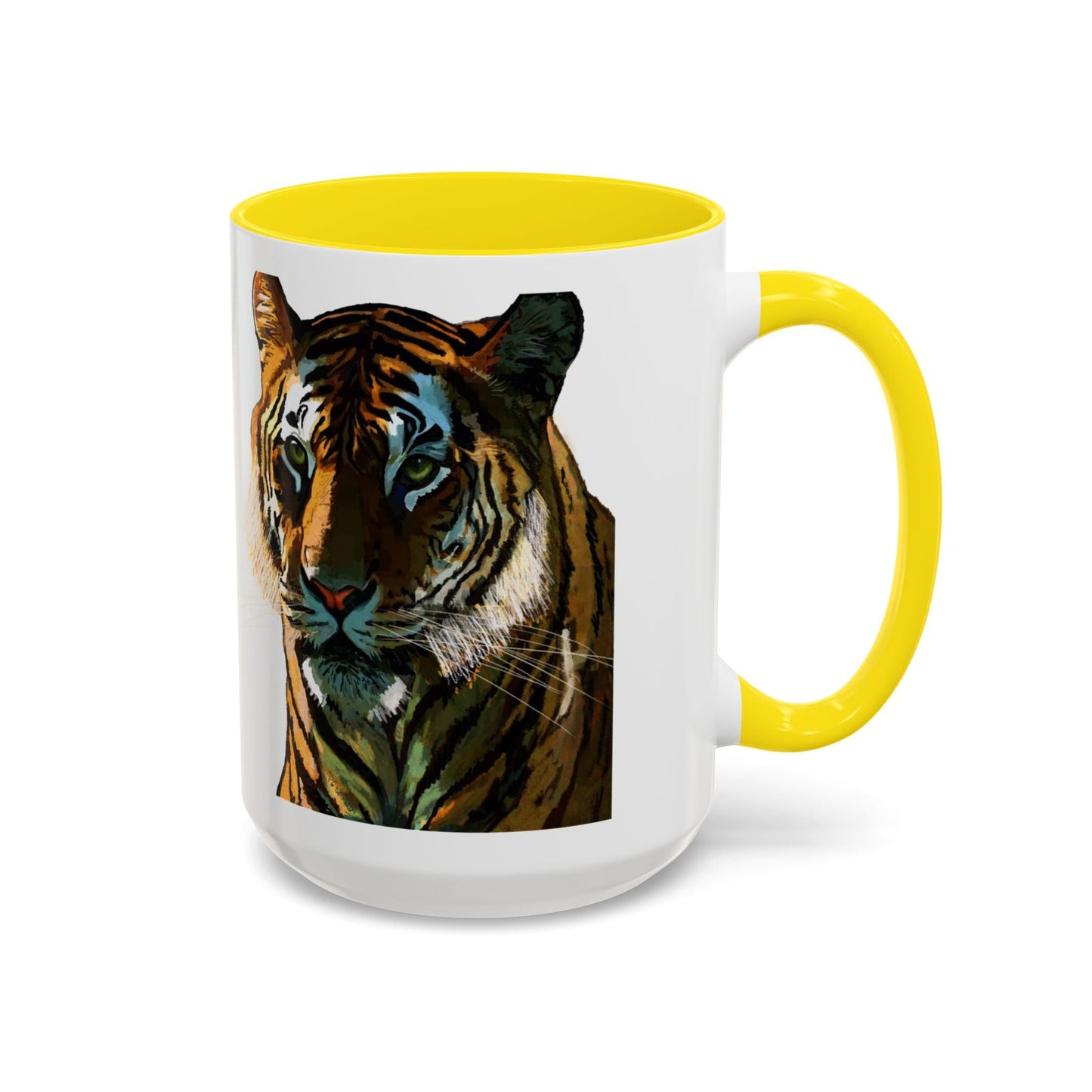 Majestic Tiger Two Tone Ceramic Coffee Mug - 11 oz & 15 oz - Blue Cava
