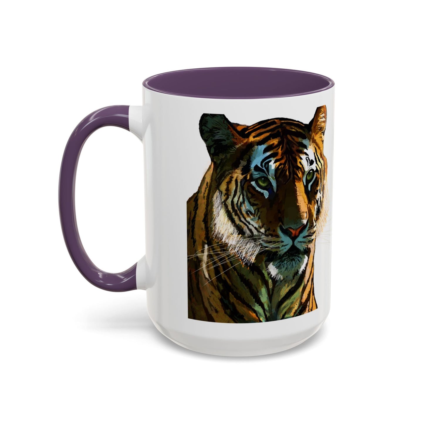 Majestic Tiger Two Tone Ceramic Coffee Mug - 11 oz & 15 oz - Blue Cava