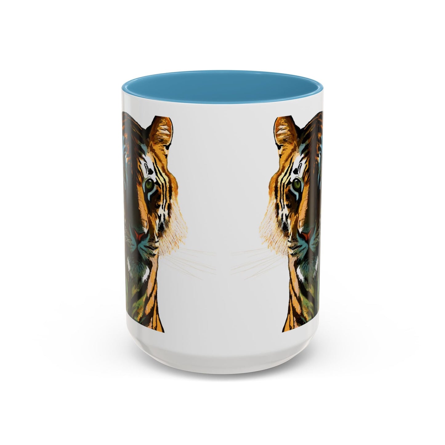 Majestic Tiger Two Tone Ceramic Coffee Mug - 11 oz & 15 oz - Blue Cava